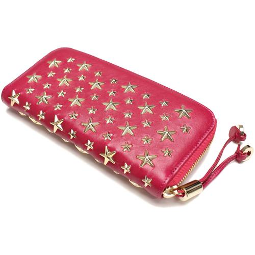 ジミーチュウ コピー Jimmy Choo FILIPA-CST-RASPBERRY_GOLDジミーチュウラウンドファスナー長財布小銭入れ付ピンク系 7021301